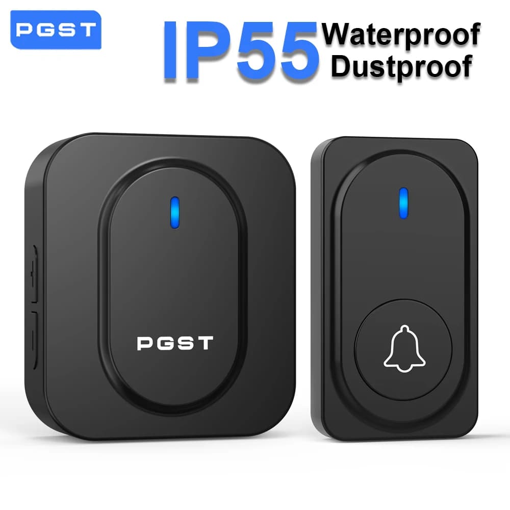 Campanello Intelligente Wireless PGST 433MHz 1 a 1 Lunga Portata 300M, Campanello con Suoneria, Allarme di Sicurezza Domestica, Impermeabile IP65 e Antipolvere
