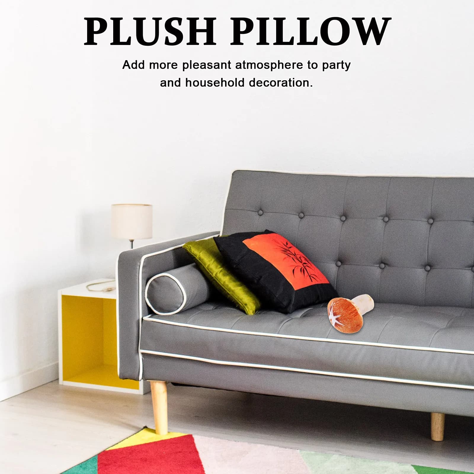 1Pcs 20Cm Plant Inspired Shiitake Pillow Washable Comfortable Decorative Throw Cushion for Home Living Room Bedroom Gift