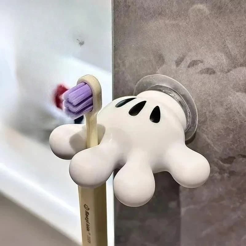 Portaspazzolino in plastica per uso domestico, 4 pezzi, a forma di palmo di topo, porta salviette da parete, con ventosa e gancio senza tracce