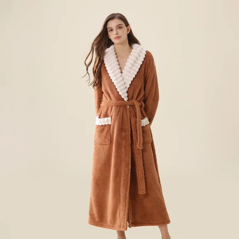 Women's Winter Hot Coral In Pile Bathrobes Nightwear Hot Thickness In Pile Bathrobe Night Dress Trained Homewear Pijama