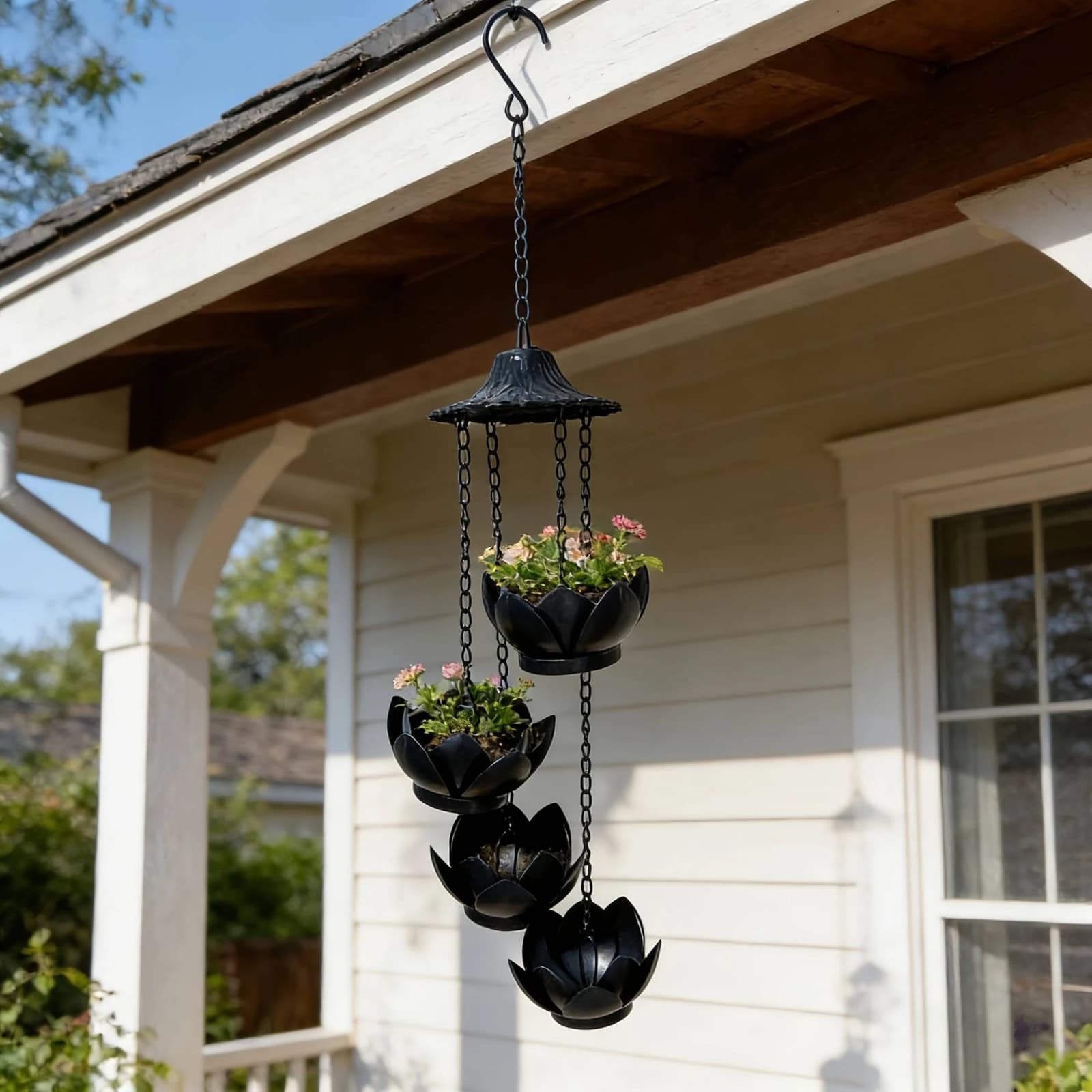 Rain Chain Weather-Resistant Aluminum Rain Chain Outdoor Drainage Long-Lasting Garden Decoration Wind Chime for Porch