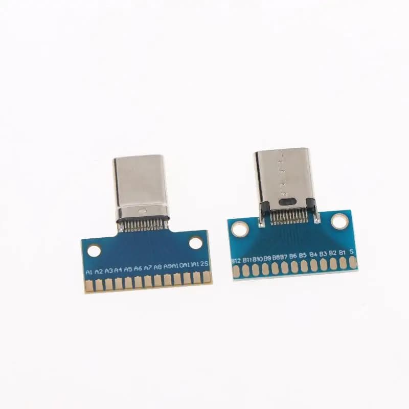 New 2Pcs USB 3.1 Type C Connector 24P Male Female Plug Receptacle Adapter To Solder Cable Test Board PCB DIY Adapter