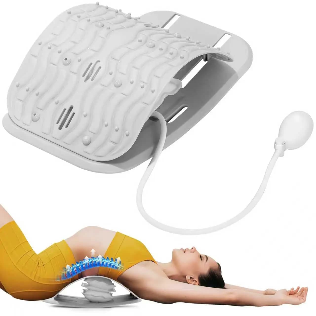 Stretcher Lombare Regolabile con Massaggiatore Manuale ad Airbag, Tavola Ergonomica di Supporto Lombare