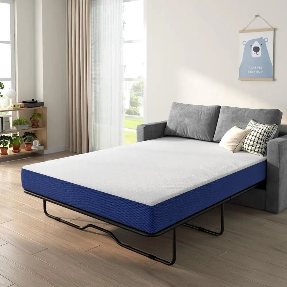 4-inch Queen sofa mattress with removable cover, anti-slip base, ideal for campers, dormitory or bed, 58x72x4 inch