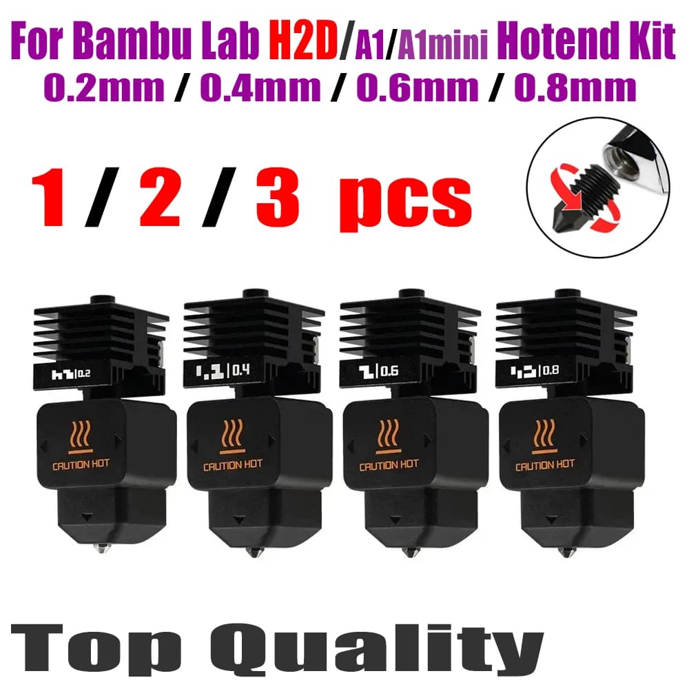 For Bambu Lab H2D Hotend Assembly Replaceable Nozzle 0.2 0.4 0.6 0.8mm H2D For 3D Printer Bamboo Lab H2D Hotend Kit