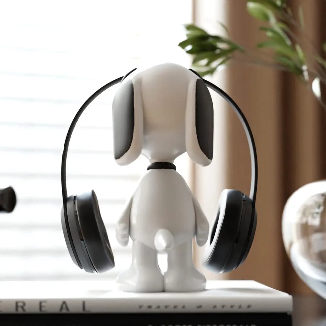 Cute Snoopy Dog Shape Headphone Holder Desktop Decor Figurine Headset Support Rack Desk Storage Organizer Birthday Gift Gamers