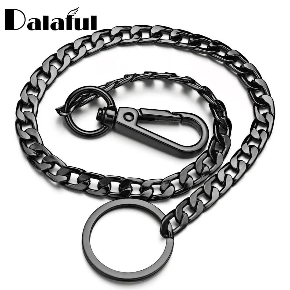 Portachiavi in Metallo Lungo 42CM, Catena per Portafoglio e Cintura, Stile Rock Punk, Accessorio HipHop per Pantaloni, Gioiello da Uomo K414