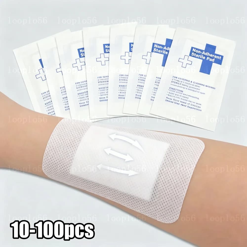 10-100pcs 5*7.6cm Cotton Waterproof Gauze Pad Non-adherent Pad First Aid Kit Wound Dressing Tape Sterile Medical Gauze Pad