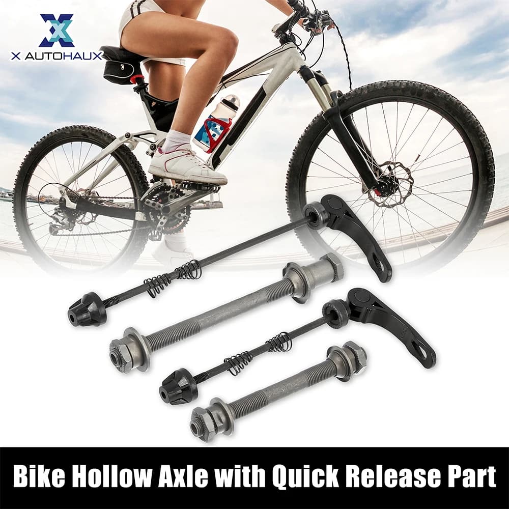 X Autohaux 1 Set 9.5mm bicicletta a sgancio rapido spiedino anteriore mozzo ruota posteriore asse cavo metallo per MTB BMX