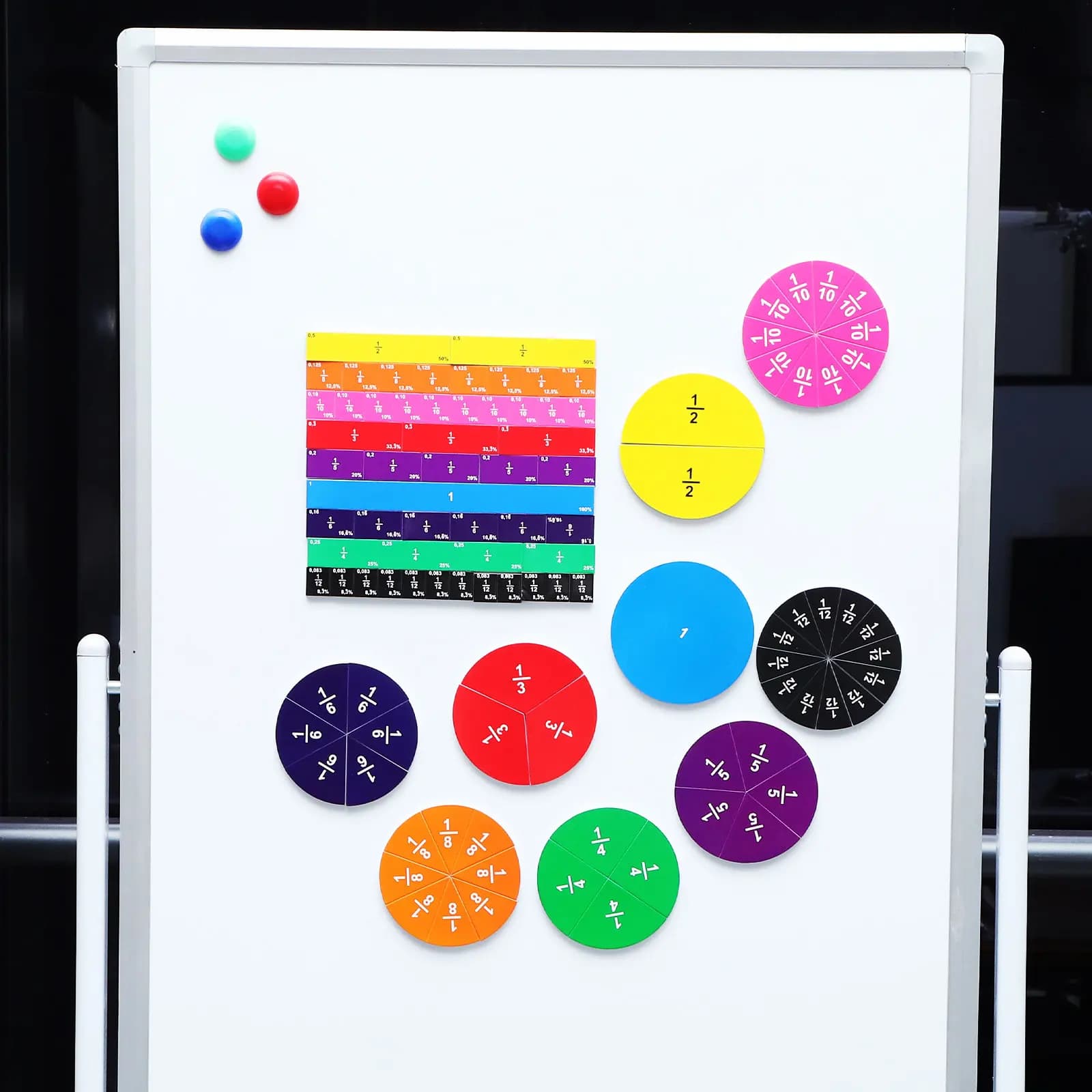 Set di 1 disco magnetico dimostrativo per frazioni, strumento didattico per l'apprendimento della matematica, manipolatori per frazioni, cerchi magnetici per matematica
