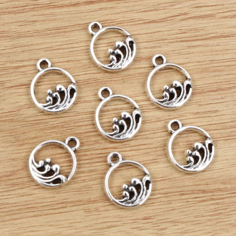 40pcs 4x11mm Argento Antico Placcato Onda di Acqua Handmade di Fascini Del Pendente Risultati Dei Monili di DIY per la Collana Del Braccialetto