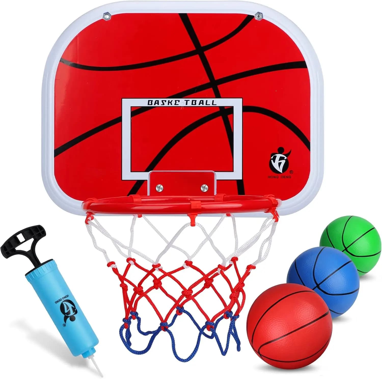 Set Canestro da Basket per Interni - Montaggio Sopra la Porta, 4 Palloni Inclusi per Casa, Ufficio, Dormitorio