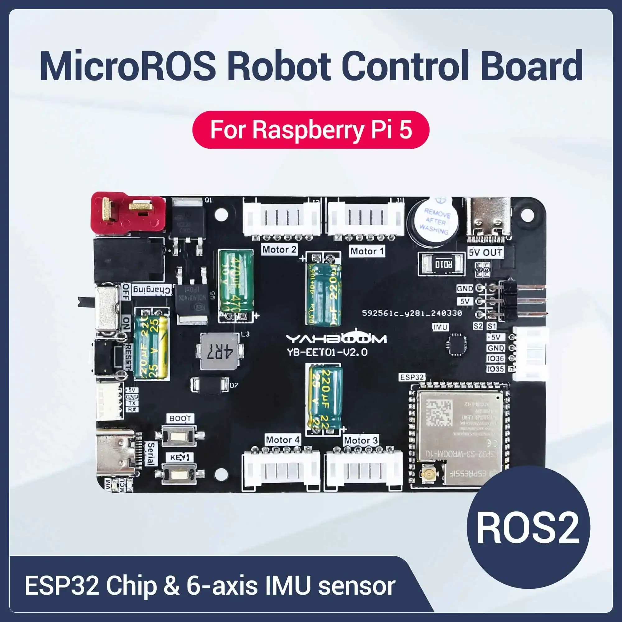 Scheda di espansione robot Raspberry Pi 5 Scheda di controllo ESP32 con interfaccia servomotore PWM IMU a 6 assi Supporto cicalino ROS2 MicroROS