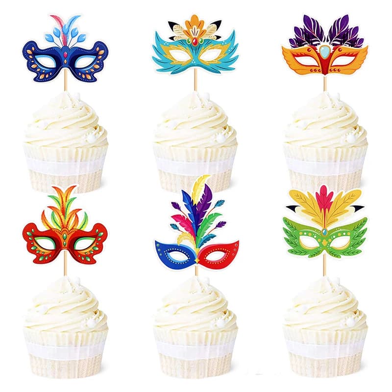 12 pezzi cake topper maschera per il viso travestimento cosplay felice San Valentino compleanno matrimonio sposa cupcake decor forniture per dolci per feste