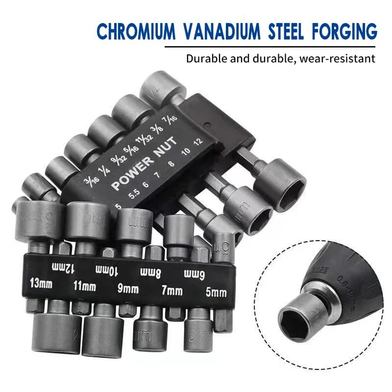 9/14pcs/set 5mm-13mm Hex SocketS Sleeve Nozzles Nut Driver Set Power Nuts Driver Socket Screwdriver Set Bits Sets Tools