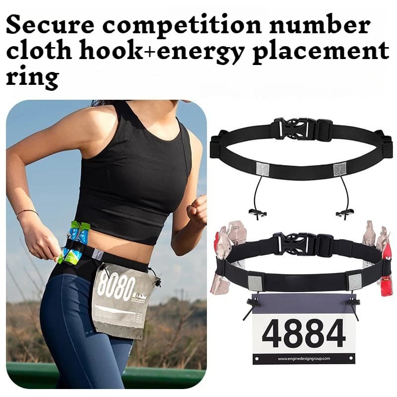 Cintura da Corsa per Esterni, Porta Numero per Maratona, Accessori per Palestra e Fitness, Cintura Sportiva Elastica Regolabile