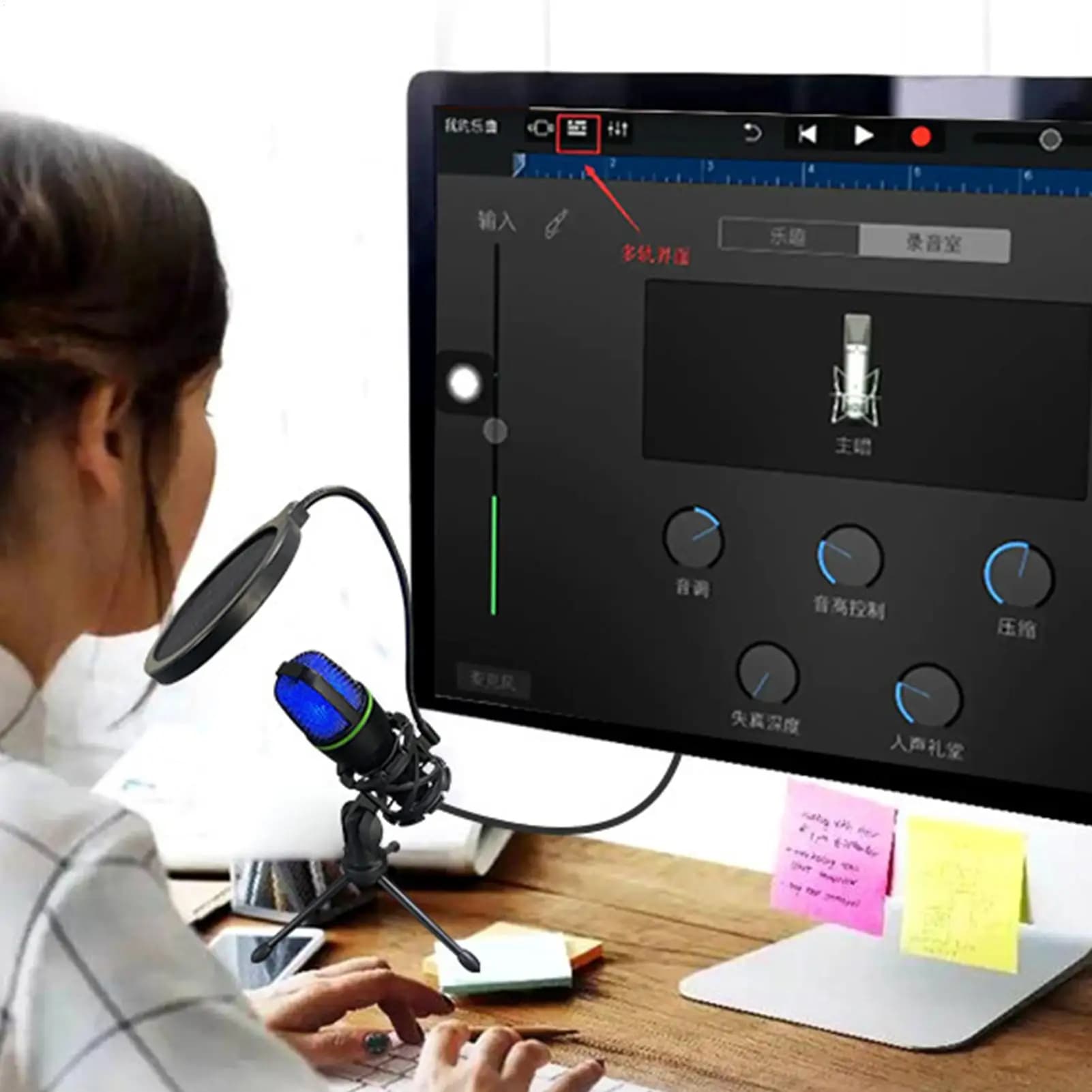 Professional 3.5mm/condenser microphone USB Microphone Podcast from R GB for Laptop Streaming Video Games Podcast Vocals