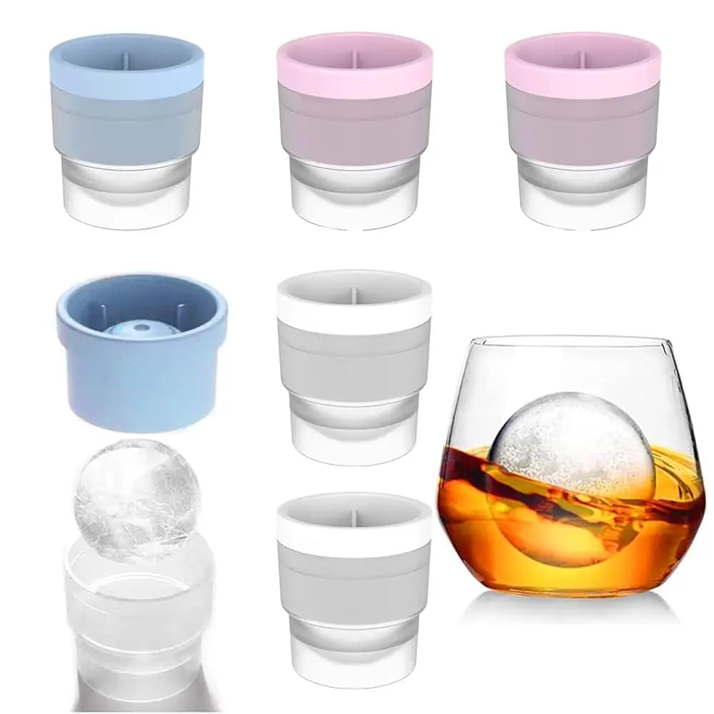 Set di 6 Stampi per Sfere di Ghiaccio - Grandi Stampi Sferici da 2,4 Pollici per Whisky e Cocktail, Stampi in Silicone Riutilizzabili per Congelatore