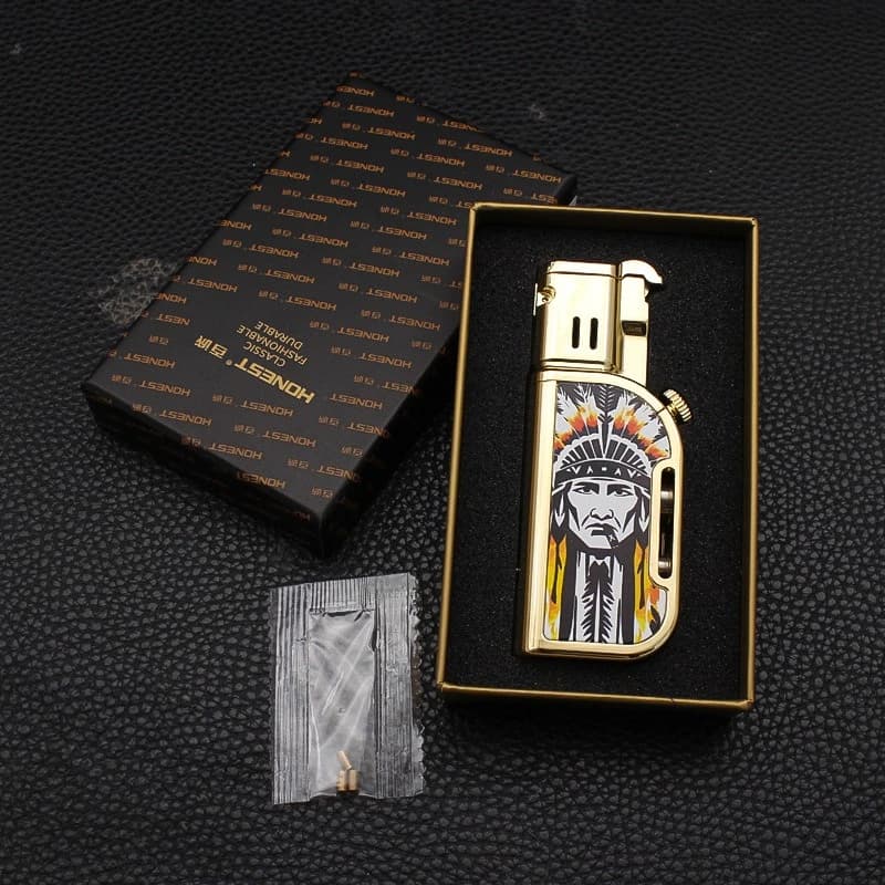 2026 NEW HONEST Dual Flame Gas Lighter Direct Injection + Open Flame Switching Grinding Wheel Ignition High-end Exquisite Gifts