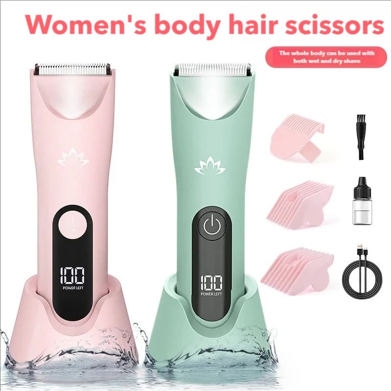 RESUXI Bikini Body Hair Trimmer with Base for Women Pubic Hair Painless Electric Shaver Waterproof IPX7 Rechargeable Lady Razors