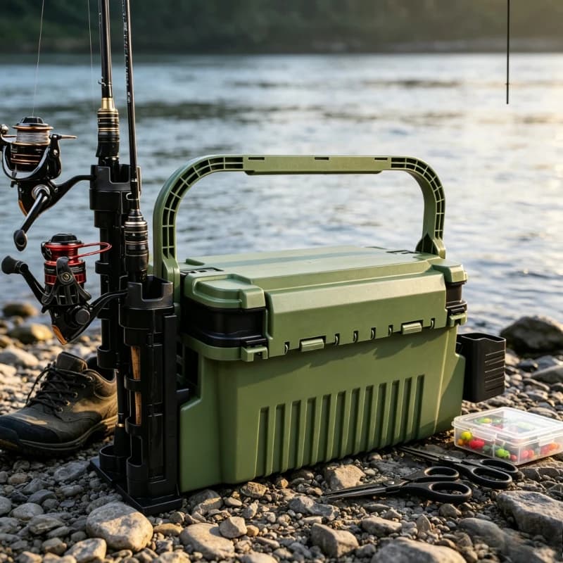 Thickened Multifunctional Fishing Tackle Box, Seat & Rod Holder Storage Case, Large Capacity Angler Equipment Organizer