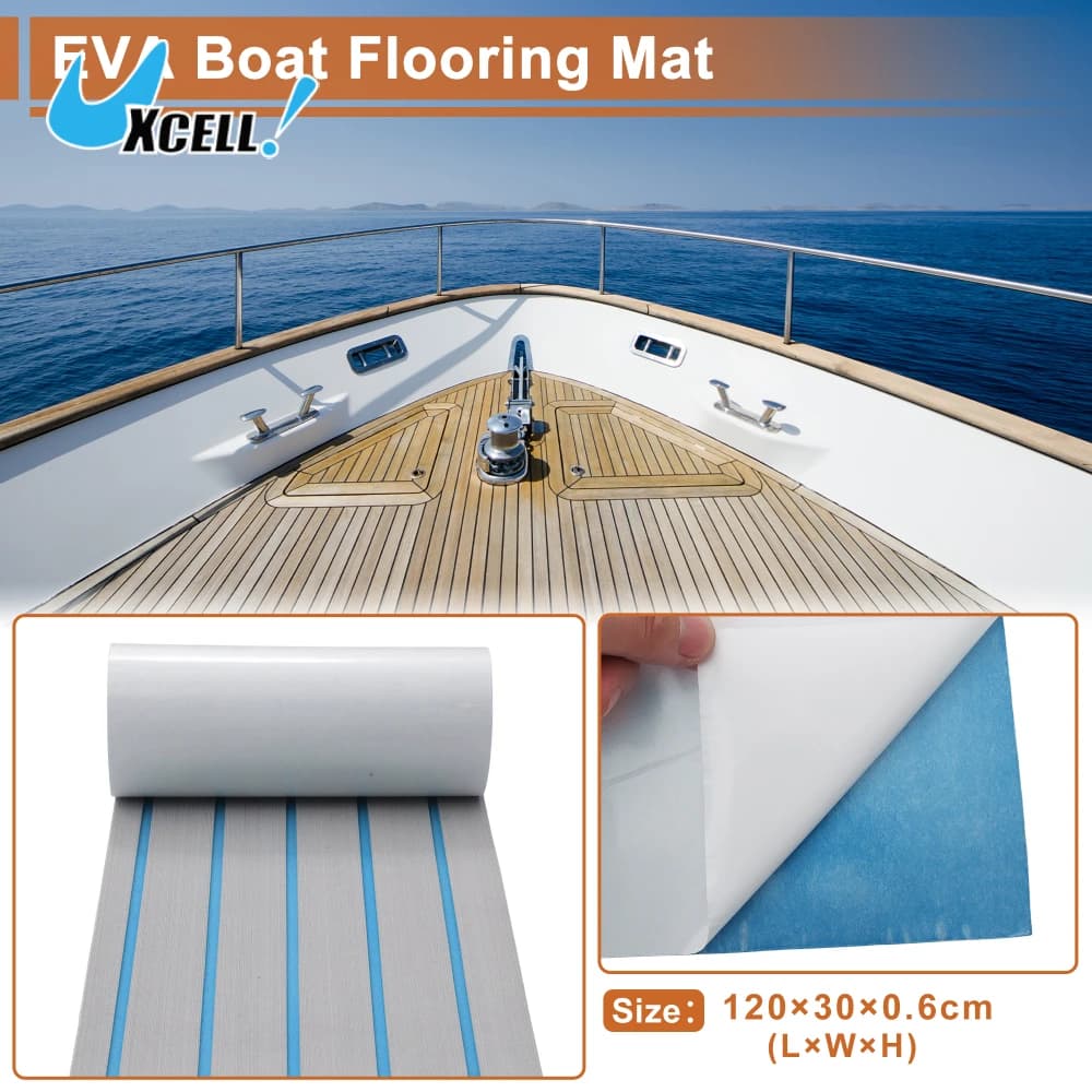 Uxcell 1200*300*6mm Boat Flooring Strip Cut EVA Foam Deck Mat Sheet Non-Slip Pad for Boat Yacht Marine Surfboard Paddle Board