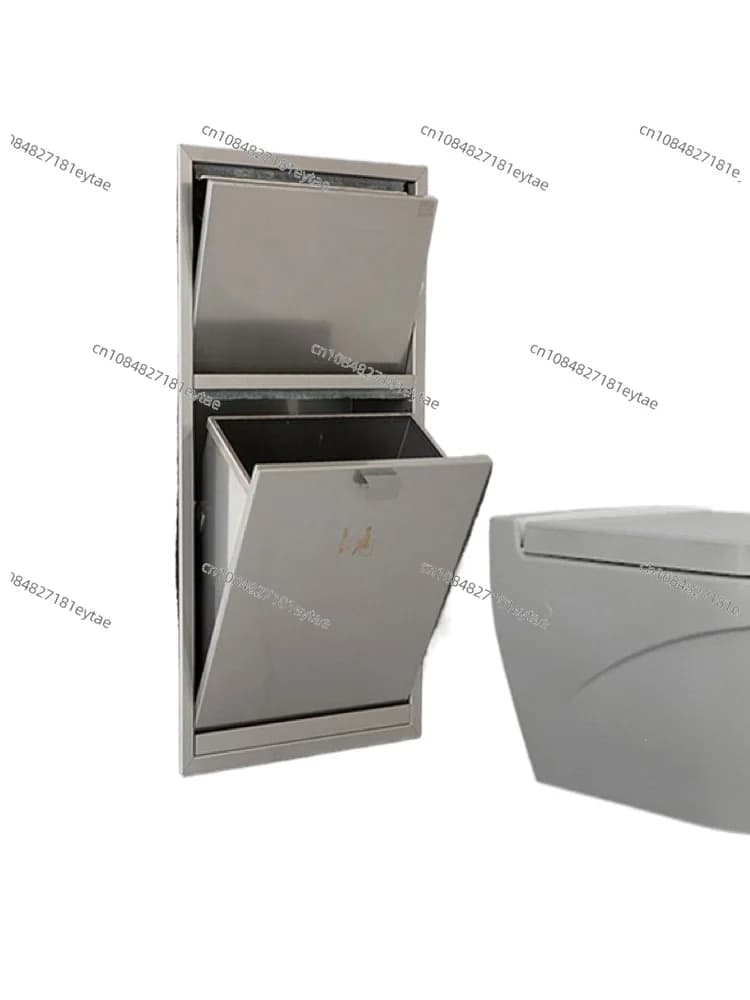 Nicchia 2 in 1 per WC in acciaio inox 304 con cestino per rifiuti e porta rotolo di carta igienica integrati
