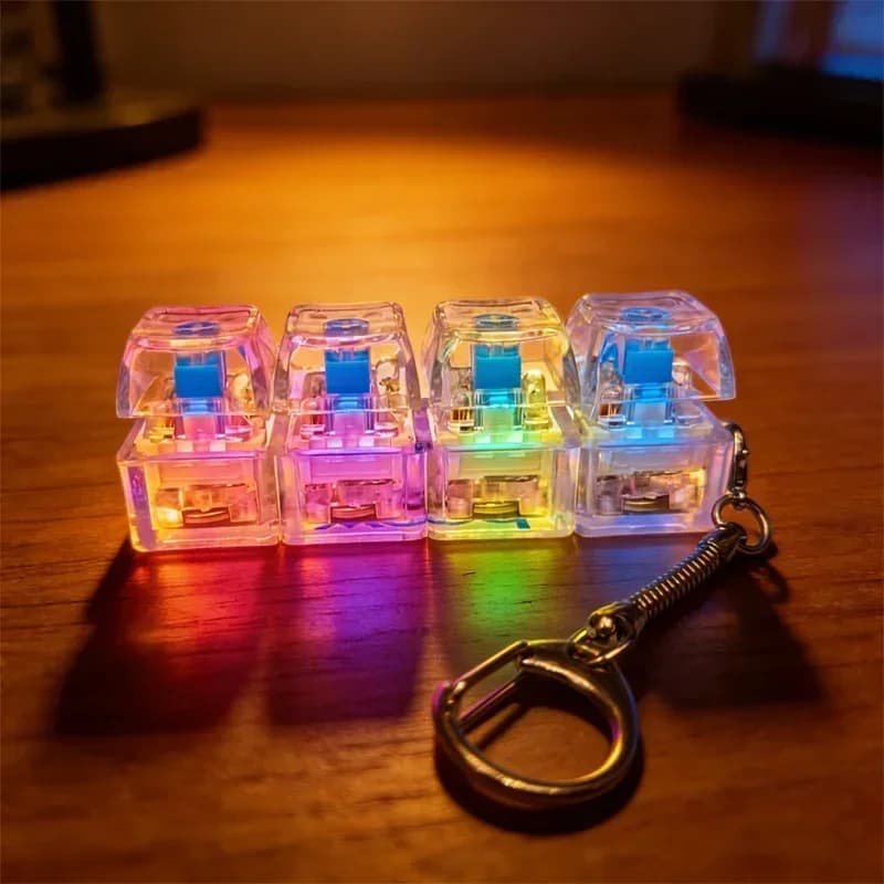 Car LED light keychain keyboard with clickable buttons Fidget toy for relieving stress and anxiety portable