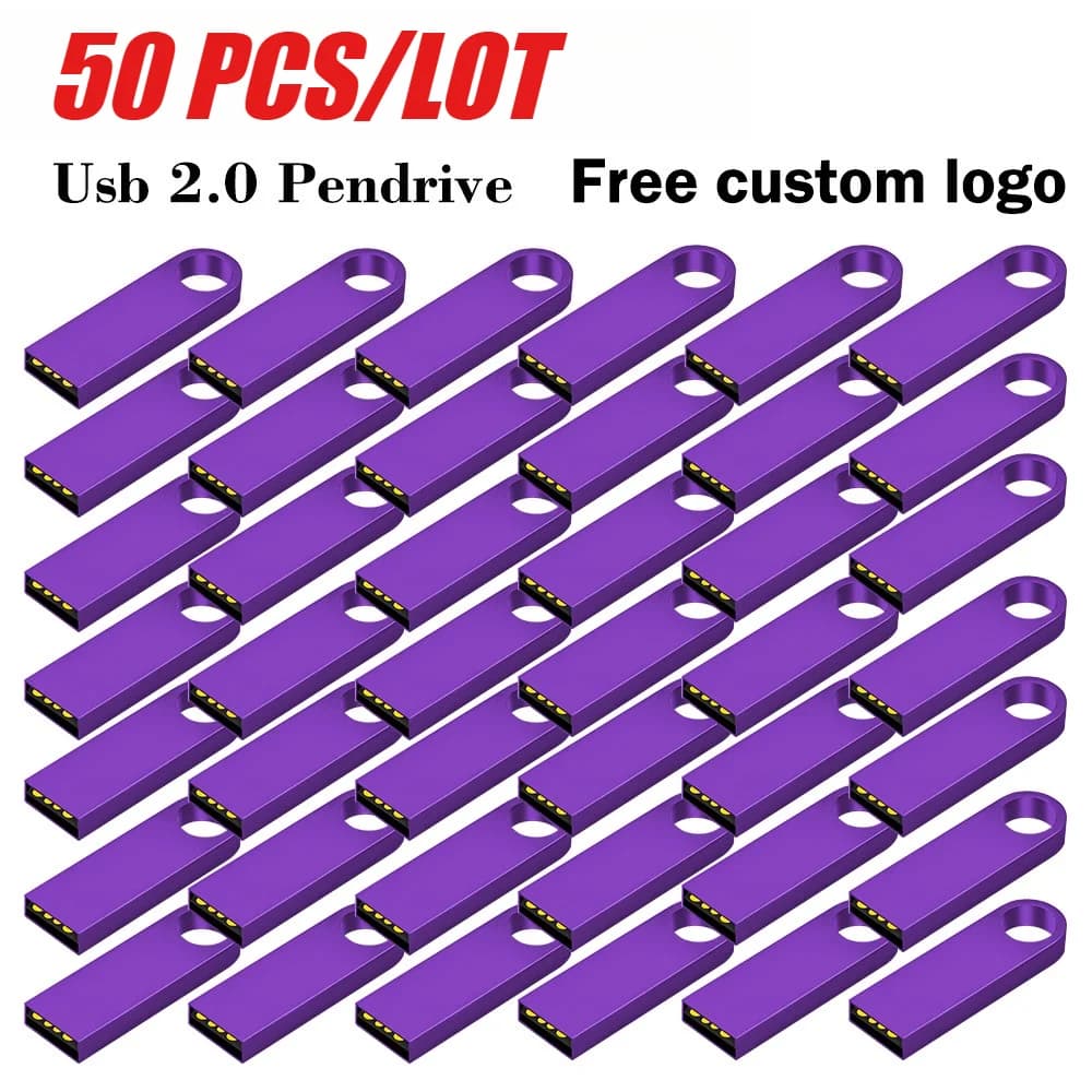 Chiavetta USB 2.0 con logo personalizzato gratuito, 50 pezzi, 128GB 64GB 32GB, chiavetta USB in metallo 16GB 8GB 4GB, regalo aziendale, memory stick