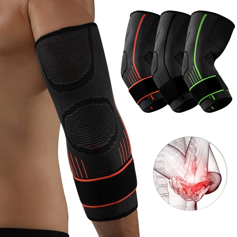 2 Pezzi Supporto per Gomito Sportivo per Adulti, Protezione Compressiva Traspirante per Sollevamento Pesi, Fitness, Ciclismo, Basket, Tennis
