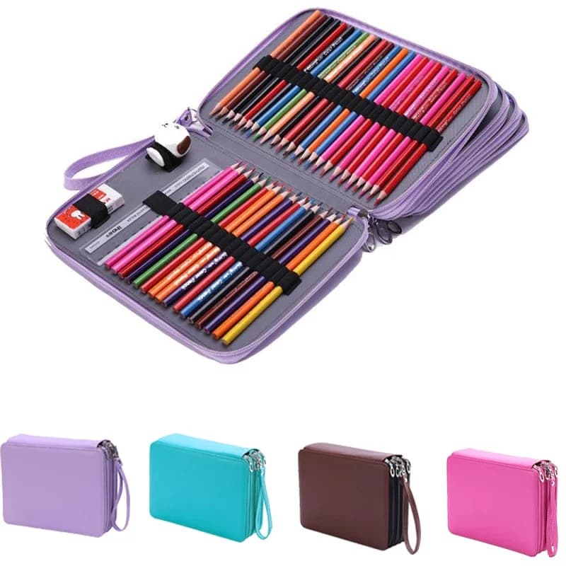Astuccio per matite scolastici in pelle PU da 184 fori Astuccio per matite colorato di grande capacità Astuccio multifunzionale per regalo di materiali artistici