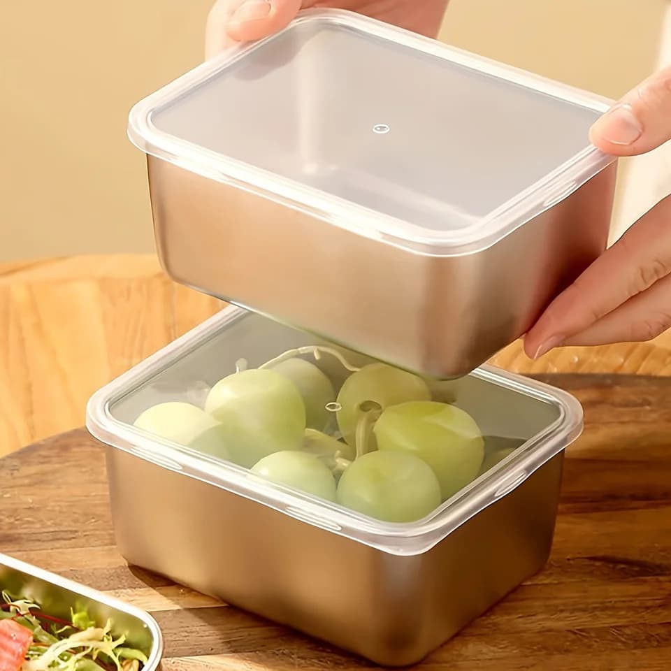 Contenitori per alimenti in acciaio inossidabile da 6 pezzi Set a tenuta stagna con coperchi Contenitori riutilizzabili impilabili per la scuola di picnic in campeggio