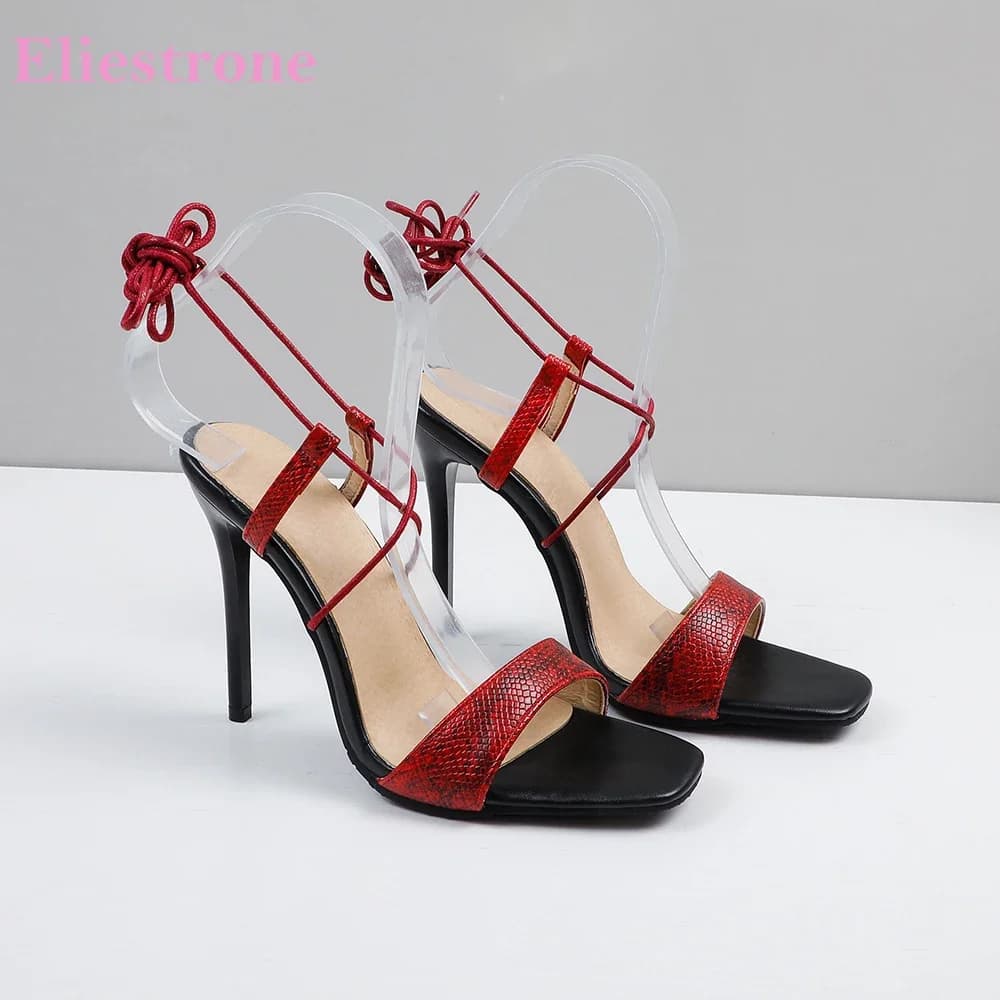 Hot Brand New Glamour Nero Rosso Sandali da donna Sexy Lace up Tacchi alti Lady Scarpe casual Plus Big Small Size 32 43 45 48