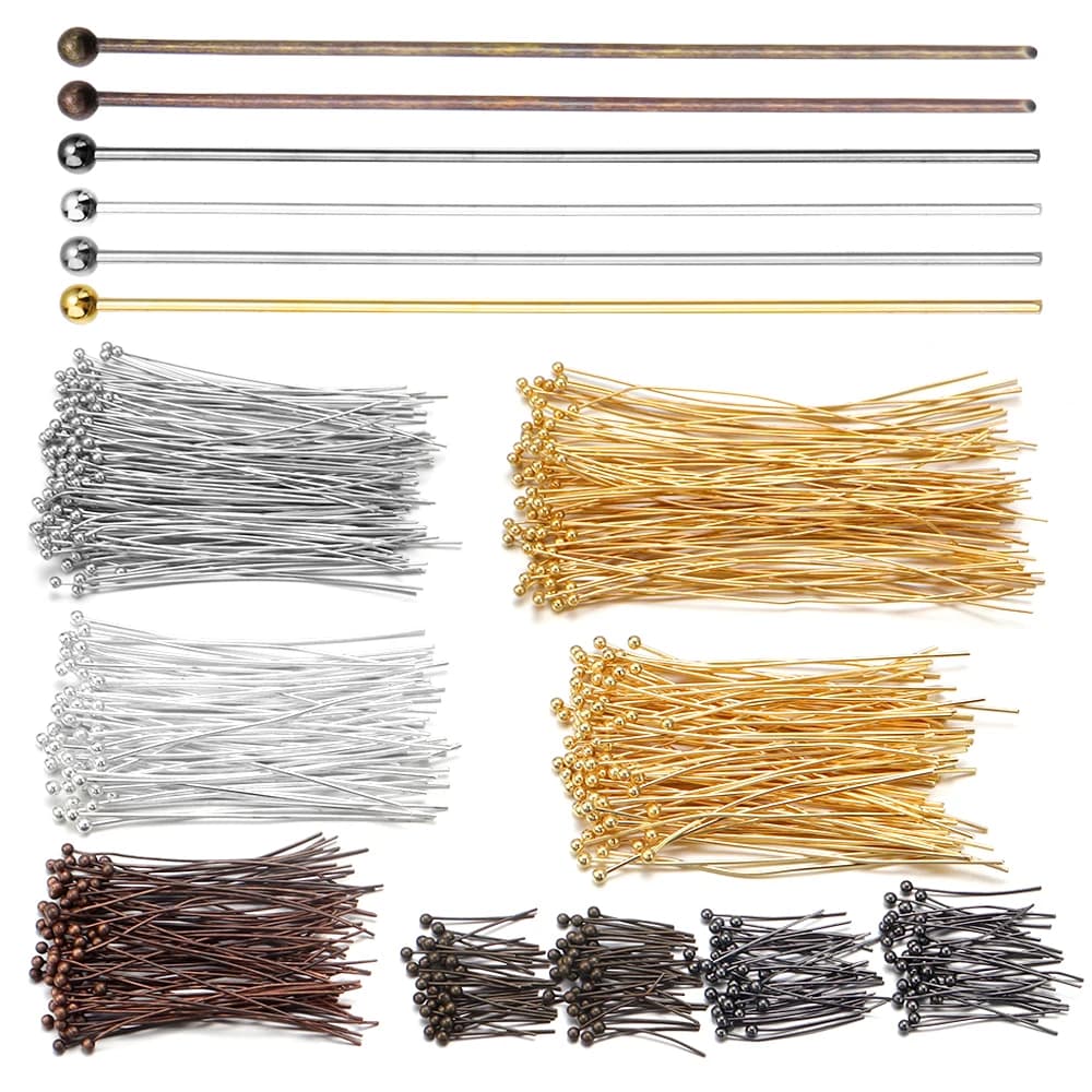 100/200PCS Perni con testa a sfera in ottone Perni con testa a sfera placcati in oro per la creazione di gioielli Perni con perline Risultati Fai da te Accessori per gioielli