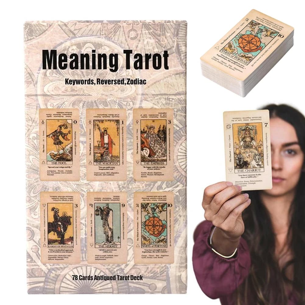 Carte dei tarocchi significati Forniture per feste in famiglia 78 pezzi Carte da divinazione occidentali antiche Gioco da tavolo zodiacale invertito per la crescita spirituale