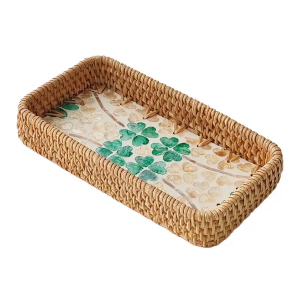 Cestino in rattan con conchiglia intrecciata a mano, tessitura in rattan, cesto di frutta colorato, piatto di frutta secca per uso domestico decorativo