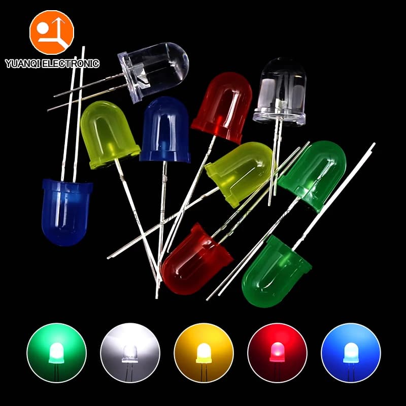 10 pcs 10MM LED Assorted kit 5 colors white red green blue yellow DIY F10 0.75W diffused round light emitters