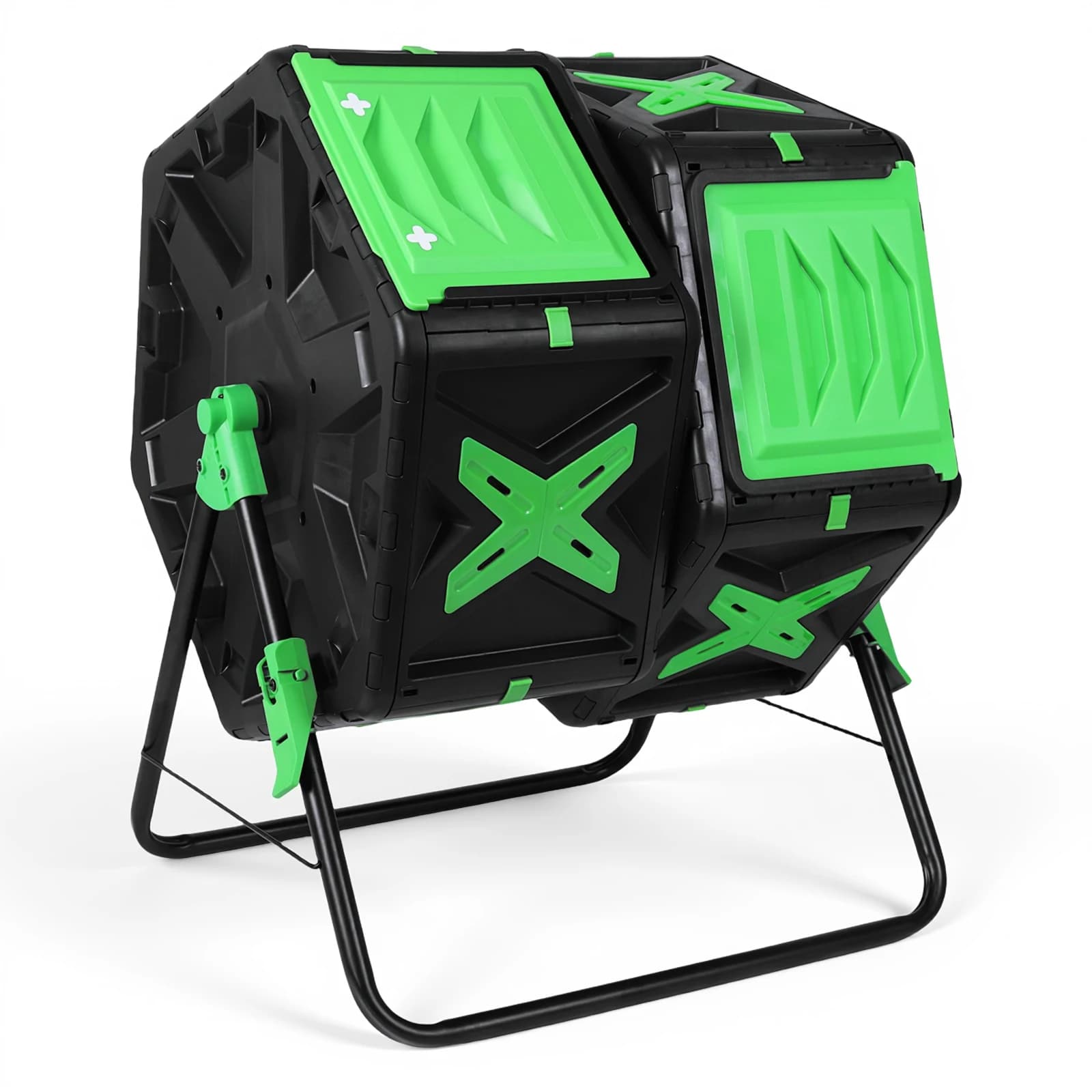 Contenitore per compost a doppia camera da 140 litri Contenitori per compost per esterni, assemblaggio rapido, avviamento per compost mobile per giardino