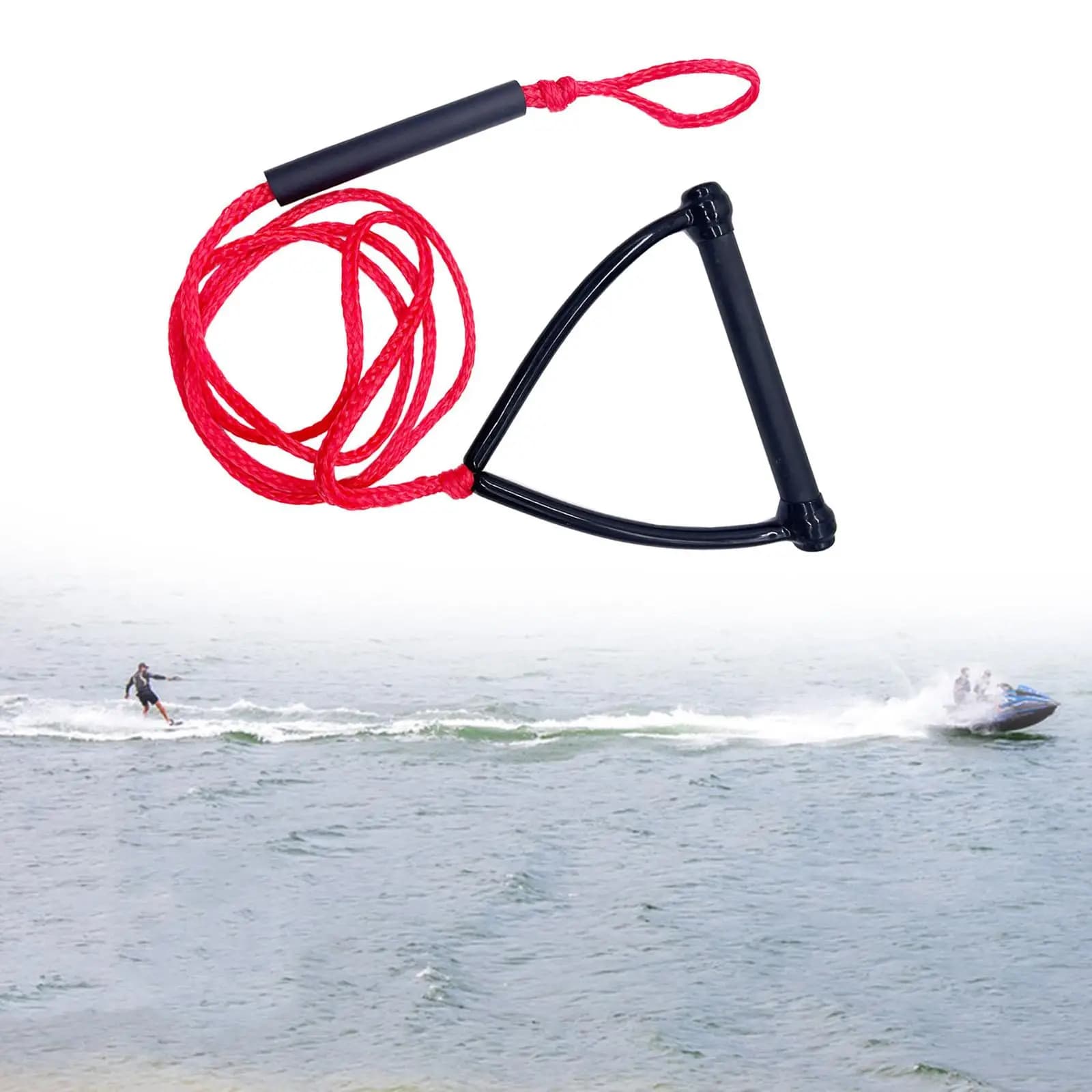 Water Ski Rope Heavy Duty PP Material with Handle Grip Wakesurf Tow Line for Family Boating