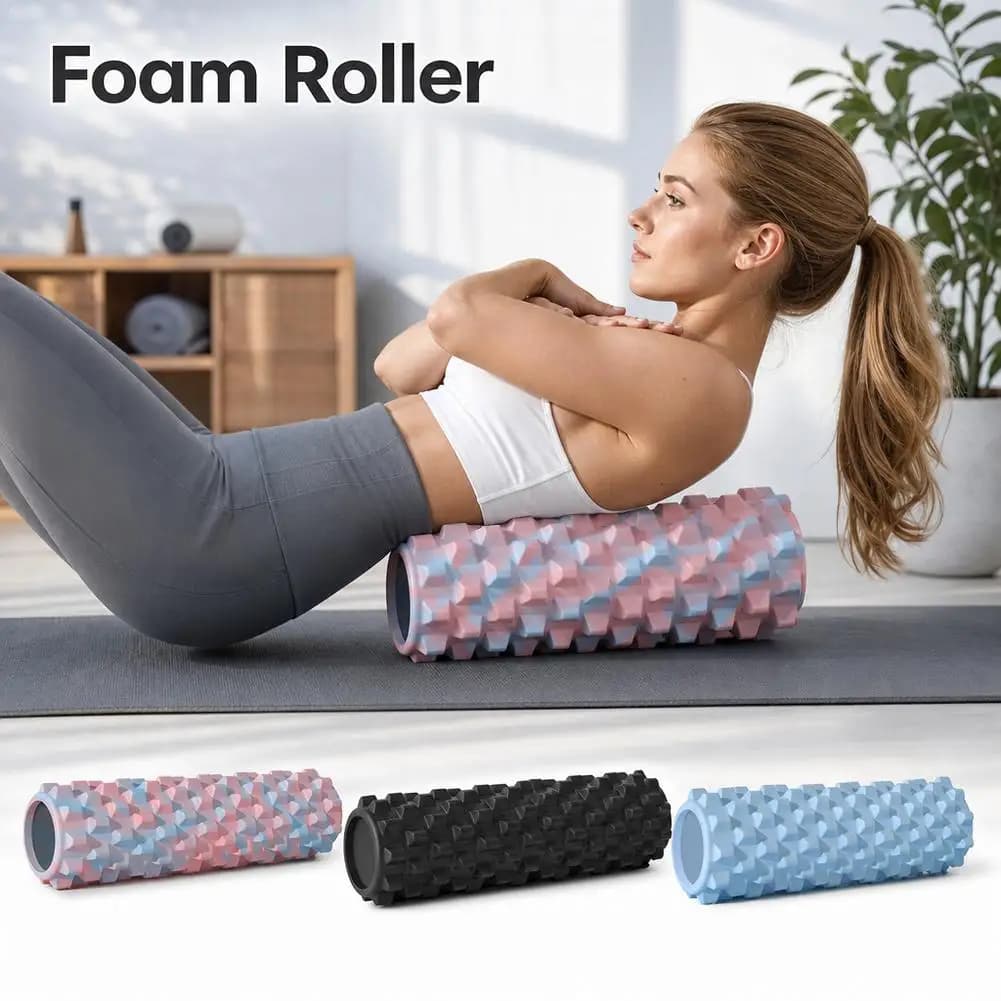 EVA 45CM Foam Roller Muscle Massage Gym Yoga Myofascial Release Column Sports Shaft Fitness Lumbar Back Pain Relief Massager