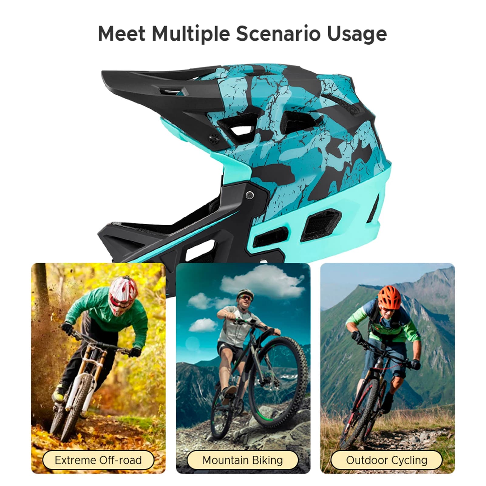 Casco Integrale per Mountain Bike, per Adulti, da Corsa e Downhill, MTB, per Uomini/Donne, con Visiera e Oltre 31 Prese d'Aria