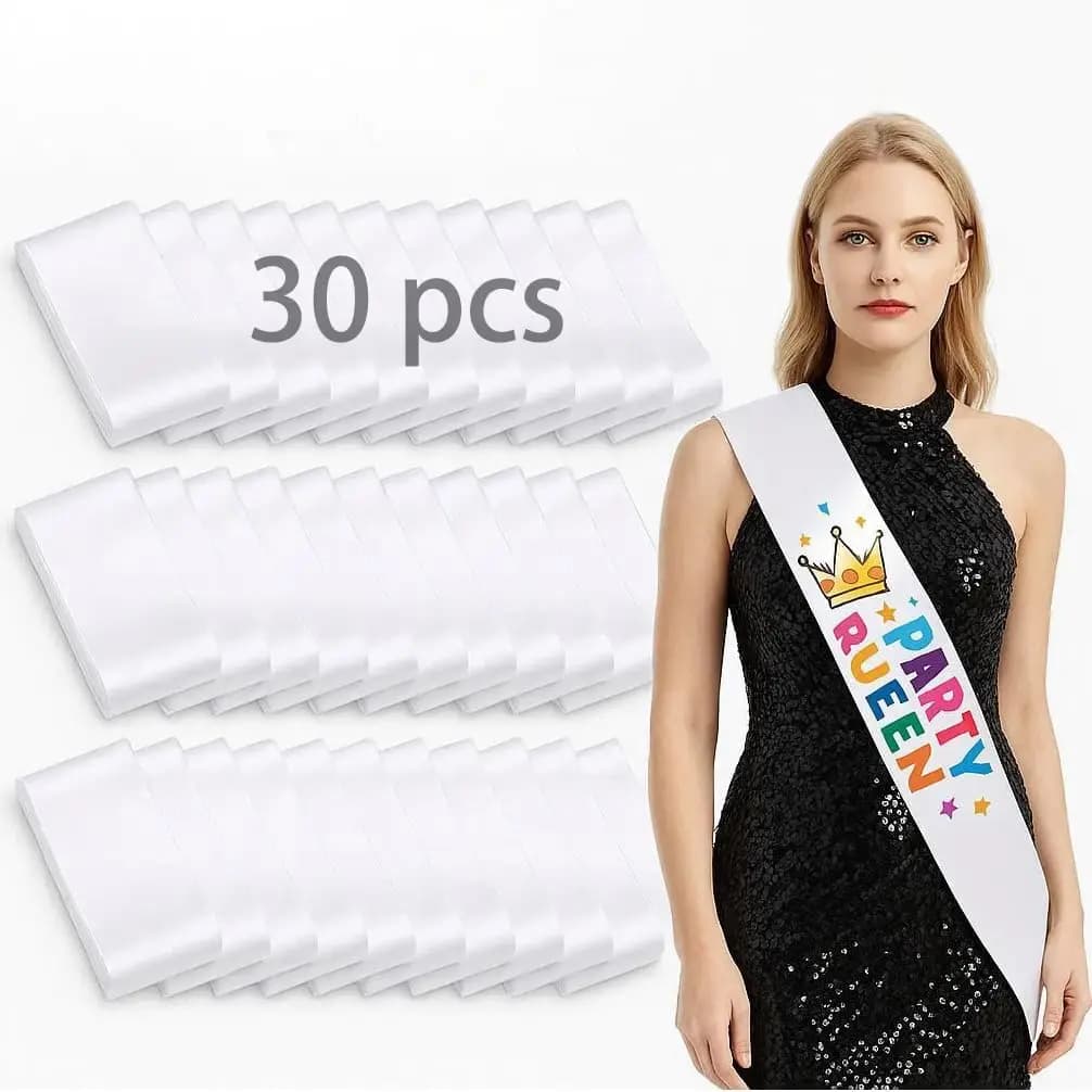 30Pcs White Sashes Blank Sashes for Pageants Sublimation Blanks Sash to Decorate Plain 2026 Senior Sash Birthday Sash
