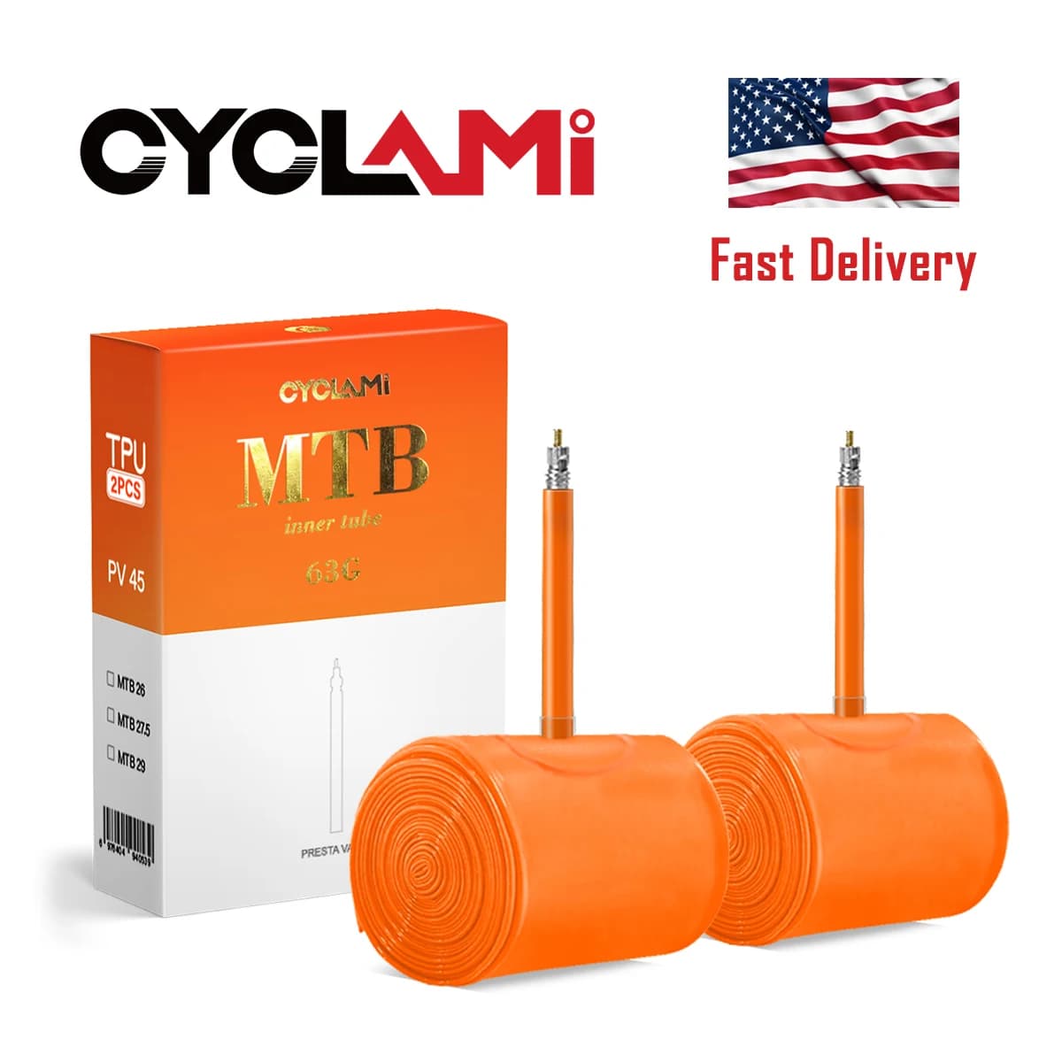 CYCLAMI ultralight air chamber for bikes 26 27.5 29 inch MTB, TPU, 45mm French valve, super light, anti-oxidation