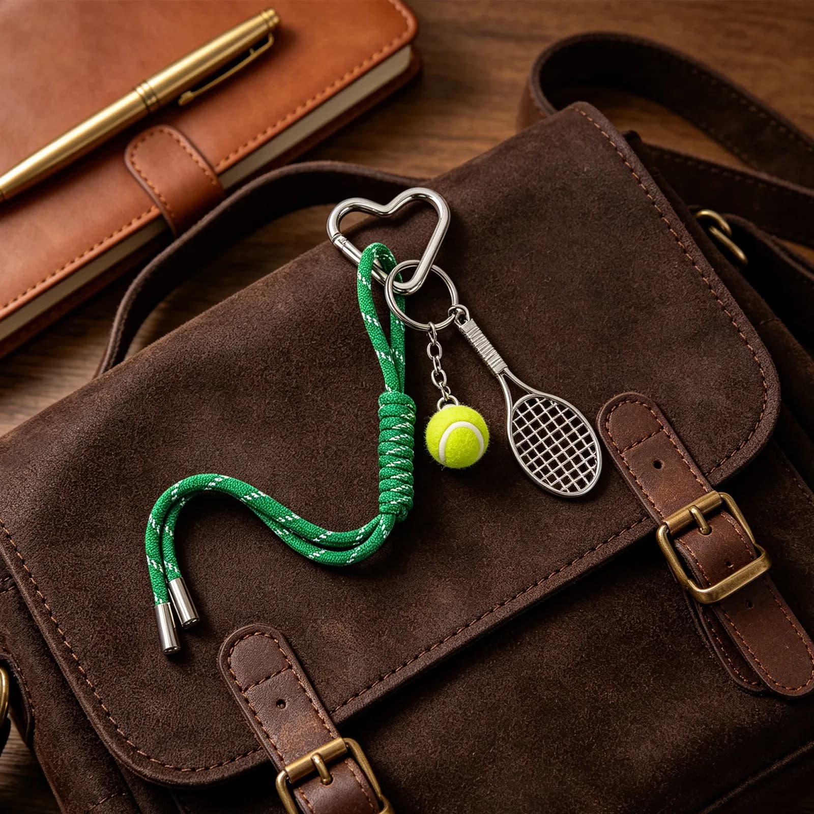 Tennis Keychain Mini Tennis Racket Ball Braided Paracord Bag Charms Purse Handbags Sports Backpack Decorative Chain