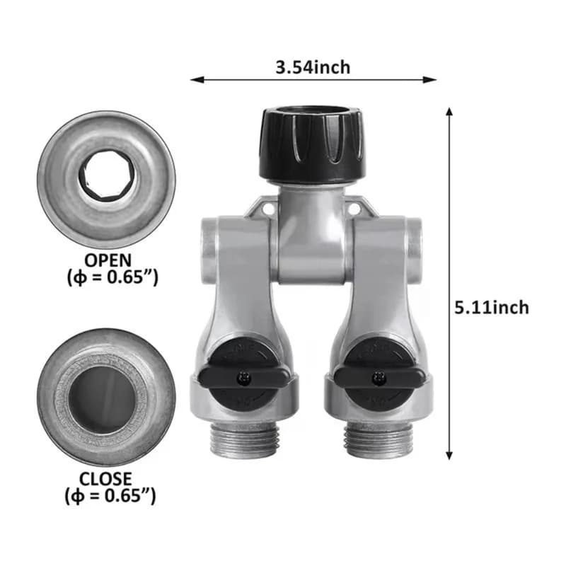 【NUOVO ANNO】Valvola per tubo in lega di alluminio e connettore a Y - Flusso completo, accessori per tubi in metallo per giardinaggio