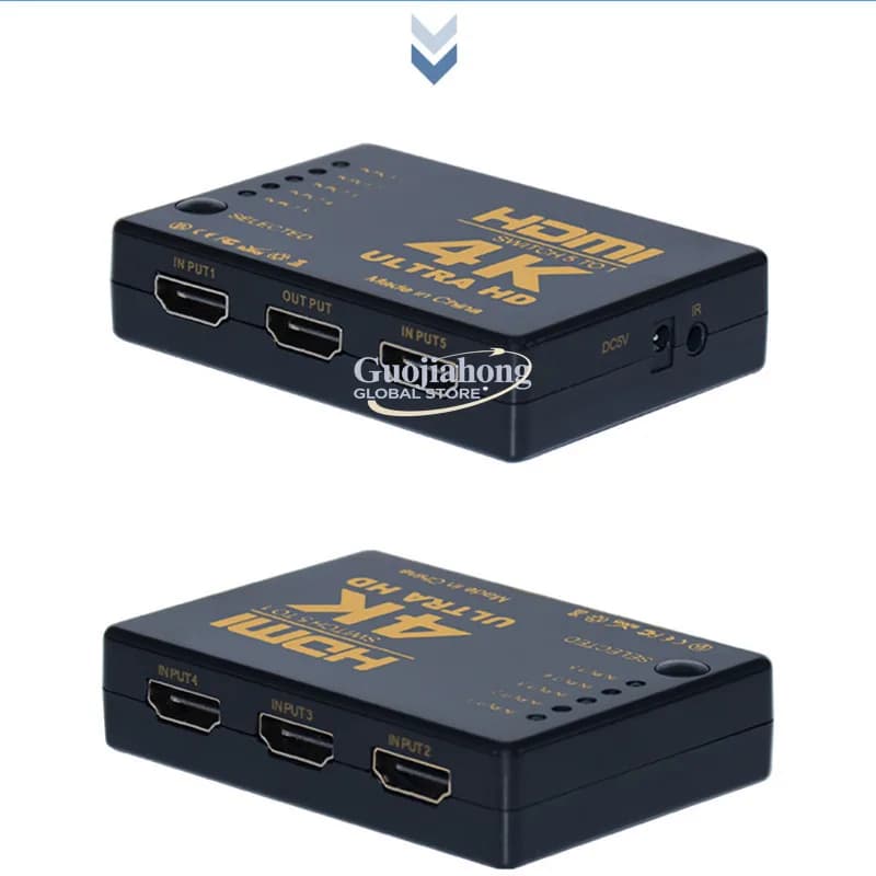 Switcher 5 in 1 out ad alta definizione 4K, splitter video 5x1 con telecomando