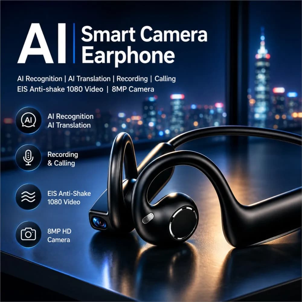AI Smart Earphones 800W Smart Camera Image Recognition Dynamic Sound Effects Music Bluetooth HD Calls Real-time Translation