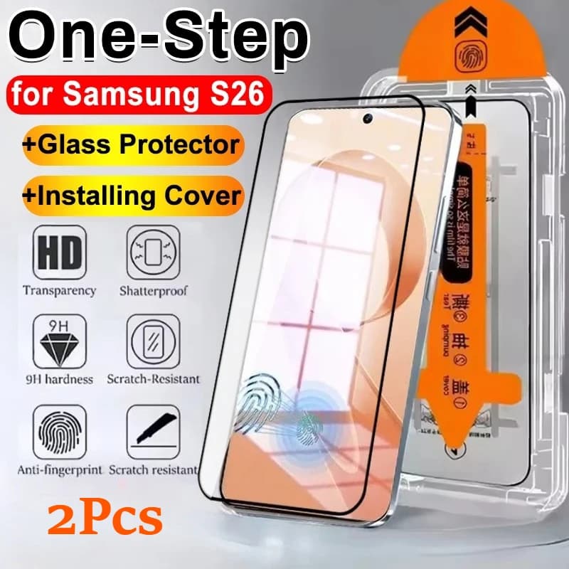 2 Pezzi Proteggi Schermo in Vetro Temperato Facili da Installare per Samsung S26/S26 Ultra/S26 Plus S25 S24 S23 S22 S21 FE con Kit di Allineamento Automatico