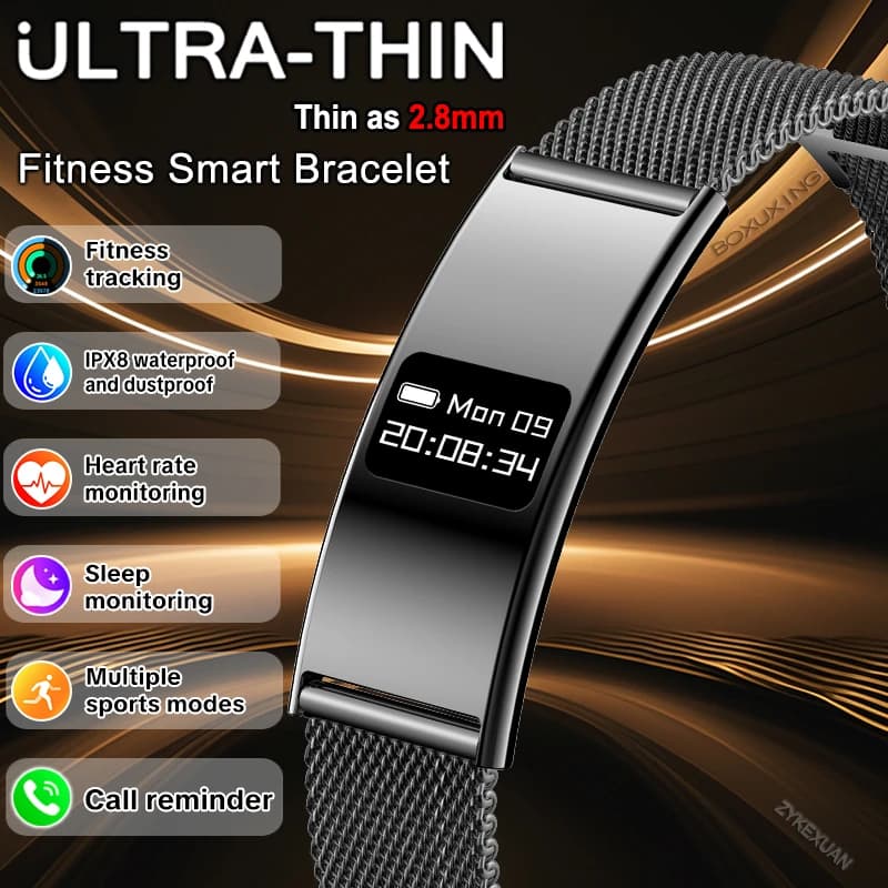 Nuovo Fitness Tracker Smart Bracelet per Uomo e Donna, Monitoraggio della Salute, Impermeabile IPX8, Smartwatch con Monitoraggio della Frequenza Cardiaca e del Sonno, Smart Band