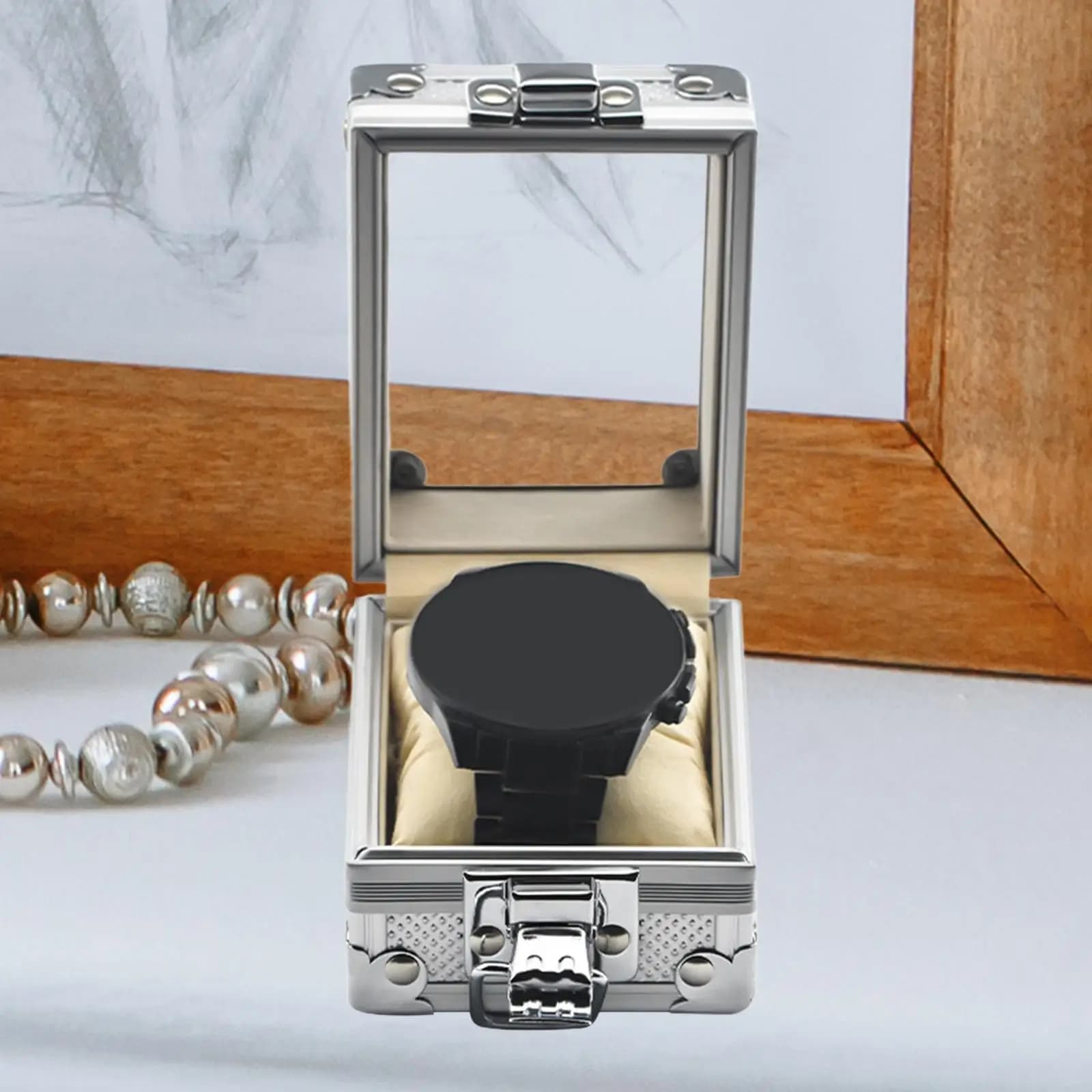 Organizzatore di scatole per orologi, gioielli, braccialetti, con custodia per cuscini in tessuto
